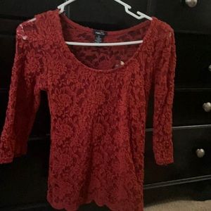Burnt orange lace 3/4 sleeve